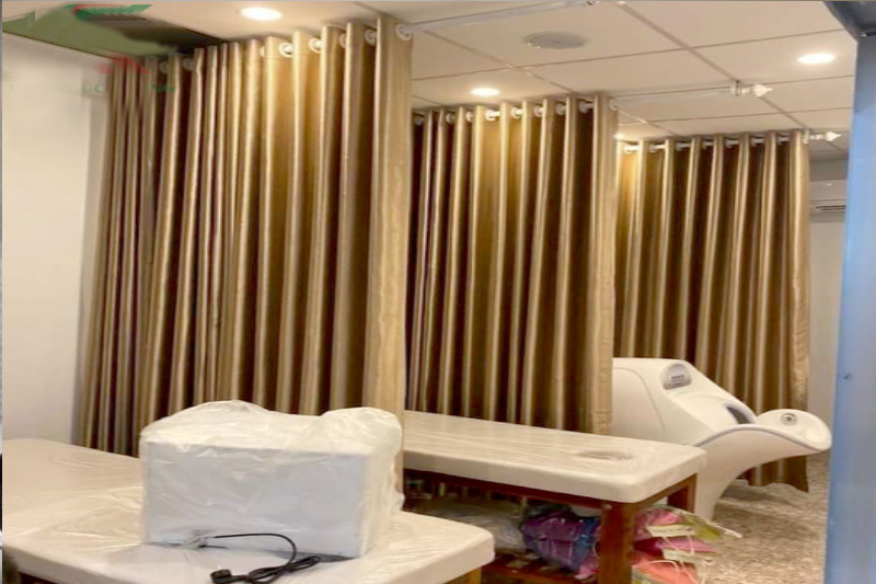 rèm vải ngăn ô spa